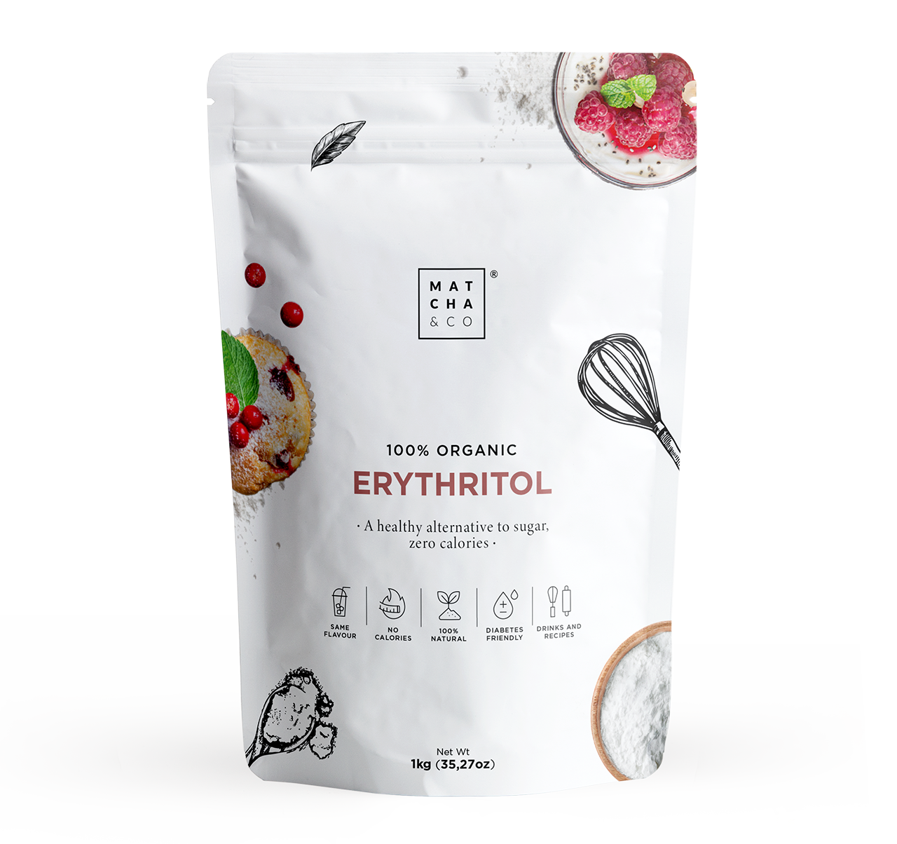 1kg Erythritol 100% Pure Natural Sweetener Sugar Substitute